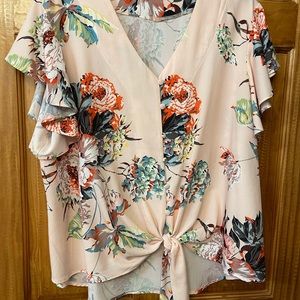 Floral tie front blouse XXL